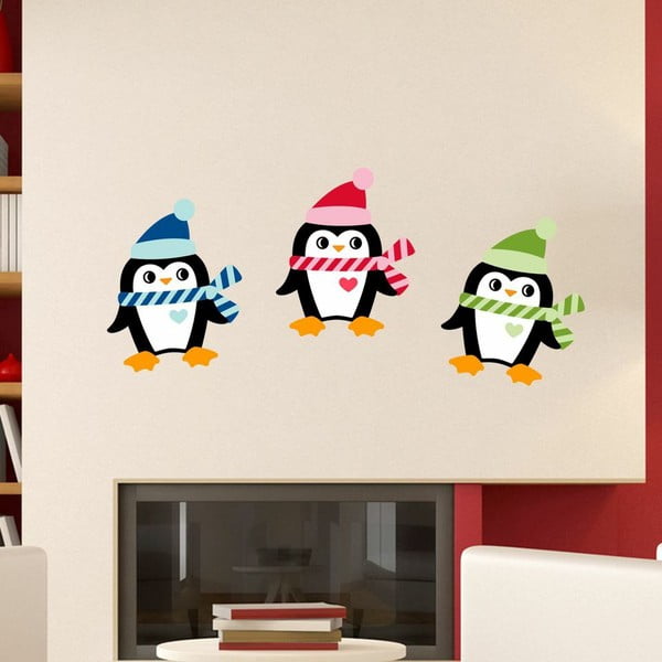 Sada 3 vánočních samolepek Ambiance Christmas Penguins