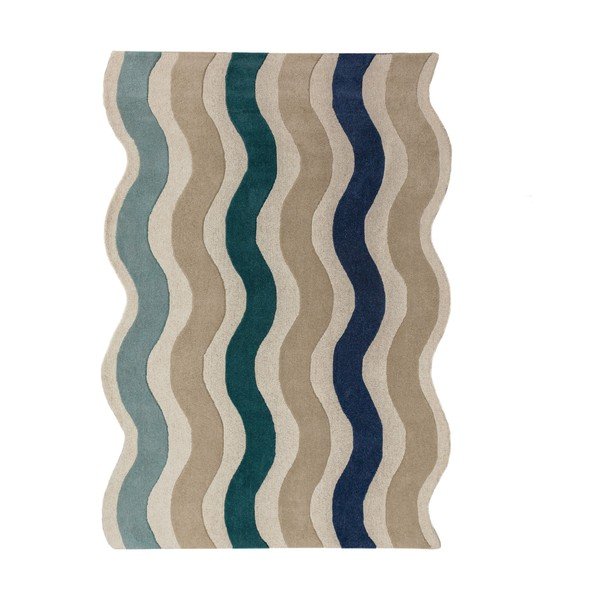 Син ръчно изработен вълнен килим 140x200 cm Cascade Wool – Flair Rugs