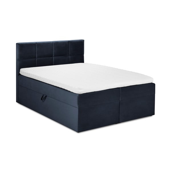 Тъмносиньо кадифено двойно легло Mimicry, 160 x 200 cm - Mazzini Beds