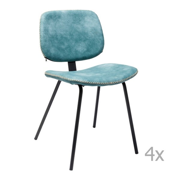 Sada 4 modrých jídelních židlí Kare Design Barber