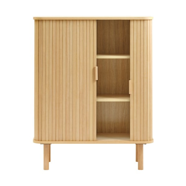 Шкаф в дъбов декор с плъзгащи се врати в естествен цвят 113x90 cm Cavo - Unique Furniture-image-3