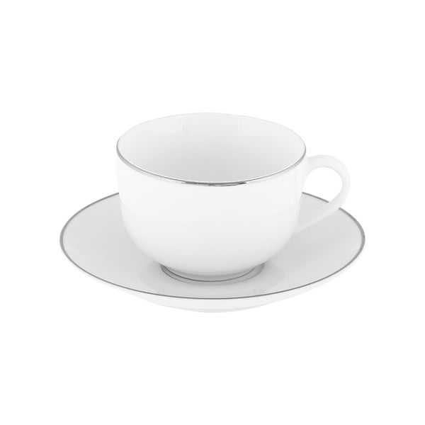 Комплект от 4 бели порцеланови чаши с чинийки Platinum Chic - Villa Altachiara