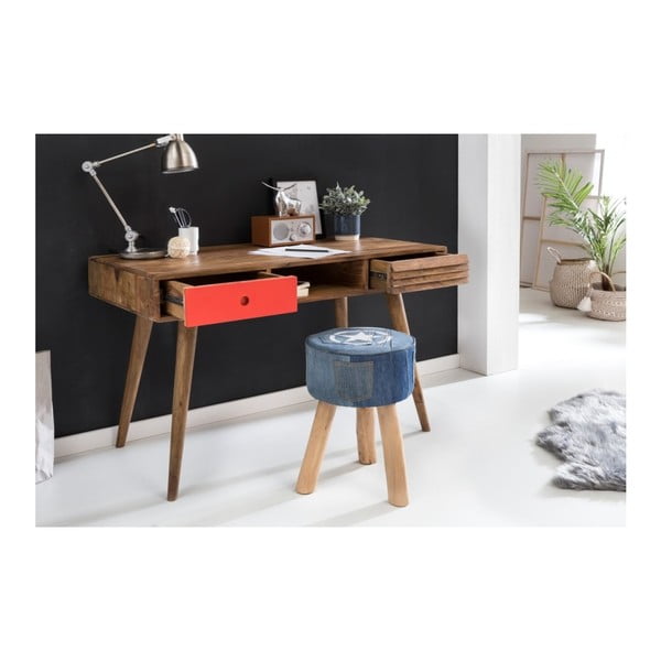 Работно бюро с червено чекмедже, изработено от масивна дървесина от шишам REPA - Skyport-image-1