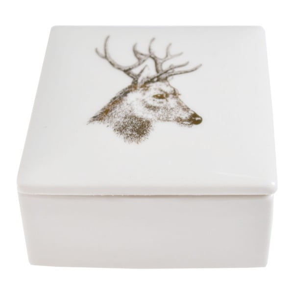 Бяла керамична кутия за бижута Елен, 7 x 7 cm - Ewax