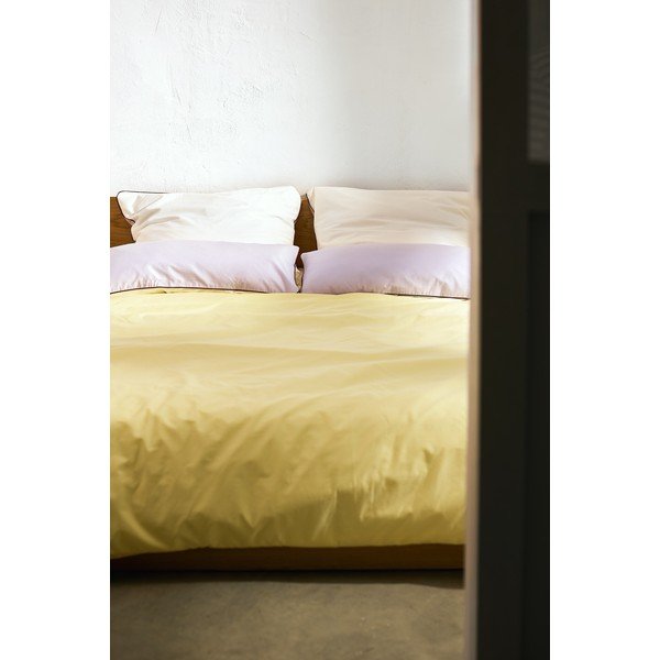 Жълт двоен чаршаф за завивка от памучен сатен 200x200 cm Oba – noo.ma-image-3