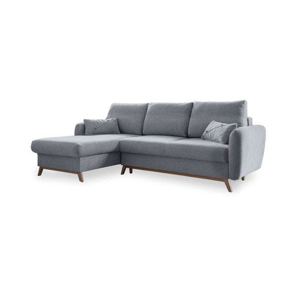 Светлосив ъглов разтегателен диван, ляв ъгъл Scandic Lagom - Miuform