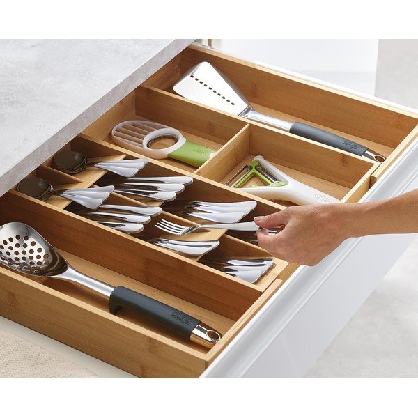 Регулируем бамбуков органайзер за прибори в естествен цвят 32 x 40 cm DrawerStore Bamboo – Joseph Joseph-image-1