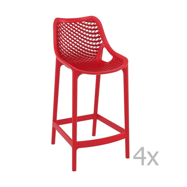 Комплект от 4 червени бар стола Grid, височина 65 cm - Resol