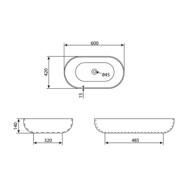 Бял керамичен умивалник , 60 x 42 cm Caleo - Sapho-image-3