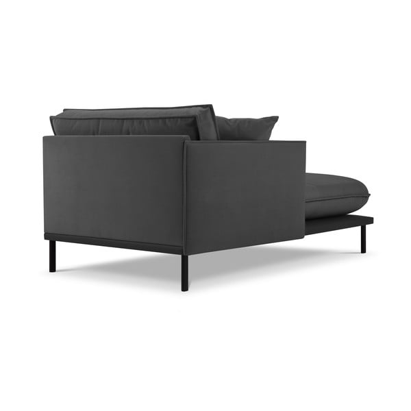 Тъмносив стол за отдих с кадифена повърхност, ляв ъгъл Auguste - Interieurs 86-image-2