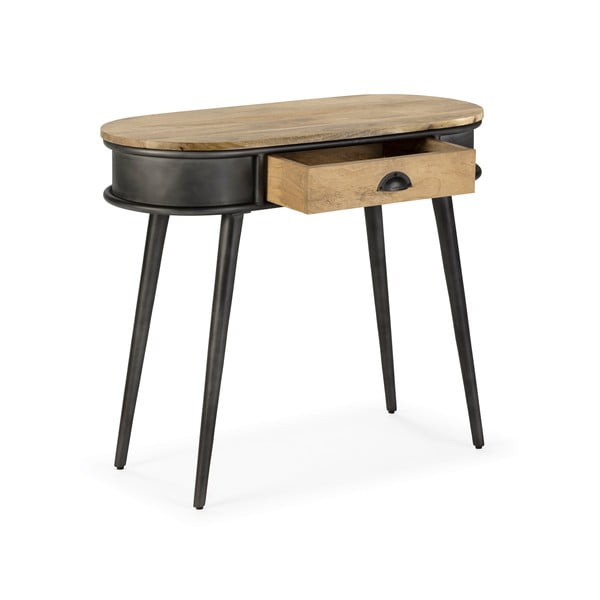 Черна/в естествен цвят конзолна маса 38x90 cm Delhi – MOME-image-2