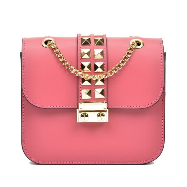 Růžová kožená kabelka na rameno Sofia Cardoni