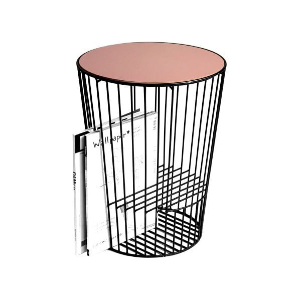 Růžovo-šedý Odkládací stolek z kovu s možností uložení časopisů HARTÔ Duo