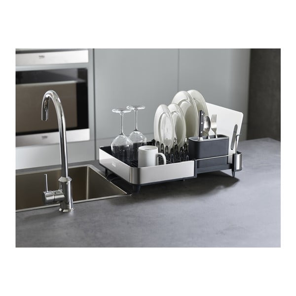 Тъмносива регулируема тавичка за оттичане от неръждаема стомана 36x32 cm Extend Steel – Joseph Joseph-image-1