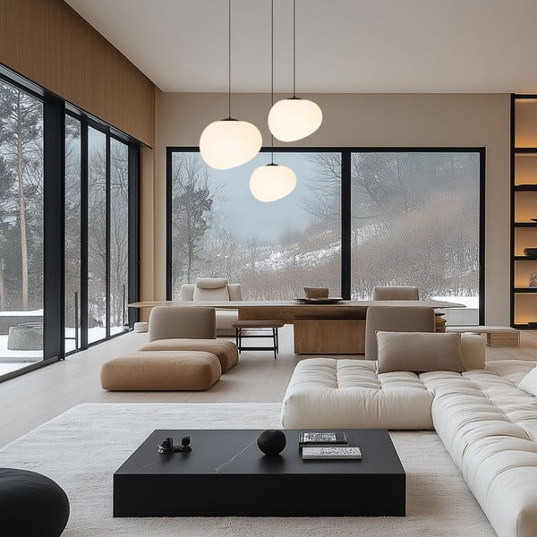 Черно-бяло висящо осветително тяло ø 30 cm Stones – Candellux Lighting-image-1