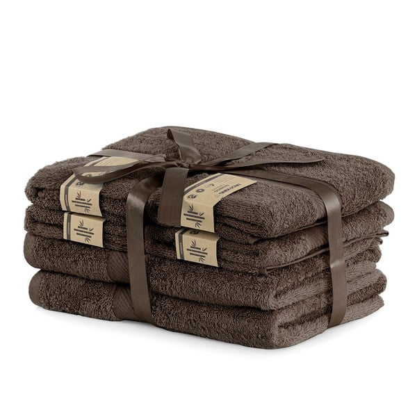 Комплект от 2 тъмнокафяви кърпи и 4 хавлии  Кафяви Bamby - DecoKing-image-1