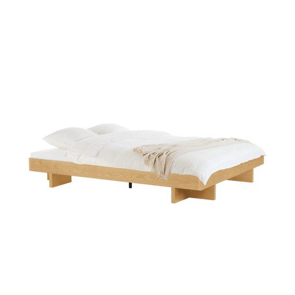 Двойно легло 180x200 cm от МДФ от декор от дъб  без табла с включена подматрачна рамка в естествен цвят Kito – noo.ma