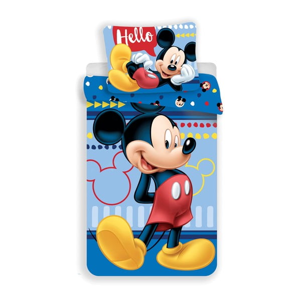 Единично  памучно детско спално бельо 140x200 cm  Mickey "Hello" – Jerry Fabrics