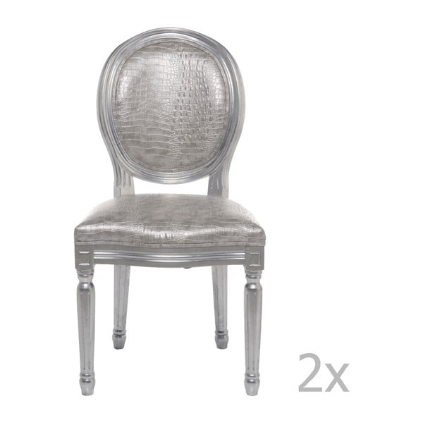 Sada 2 jídelních židlí ve stříbrnné barvě Kare Design Louis