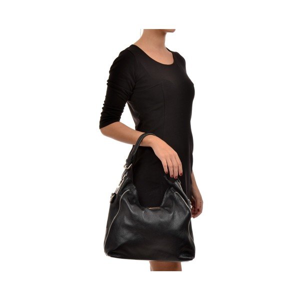 Черна кожена чанта Mangotti Cassie - Mangotti Bags-image-3
