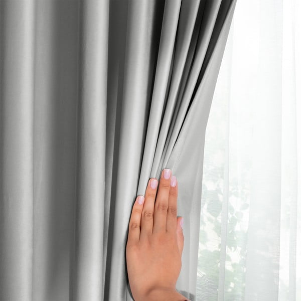 Светлосиво затъмняващо перде 140x245 cm Eyelets – Restilo-image-4
