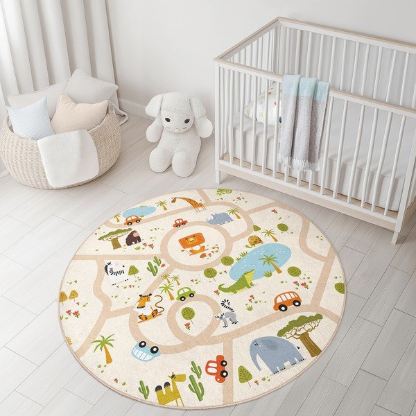 Детско килимче за игра подходящо за пране ø120 cm Savana Ride – Mila Home-image-3