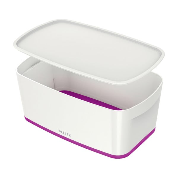 Кутия за съхранение в бяло и лилаво с капак Office, обем 5 л MyBox - Leitz