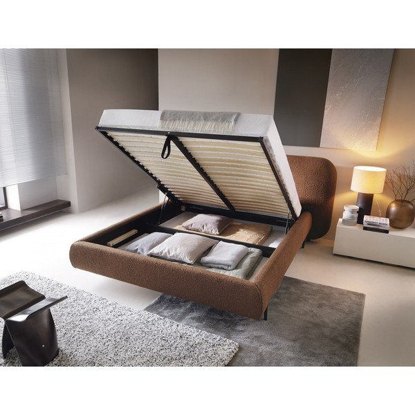 Теракотено двойно легло 160x200 cm тапицирано с място за съхранение и включена подматрачна рамка 160x200 cm Pointt – ELTAP-image-2