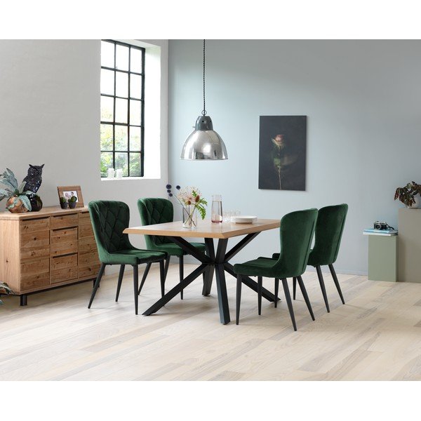 Трапезна маса с дъбов плот в естествен цвят 90x160 cm Arno – Unique Furniture-image-4
