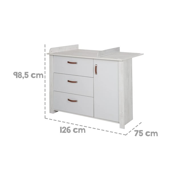 Бял нисък скрин с маса за преповиване 126x99 cm Mila - Roba-image-3