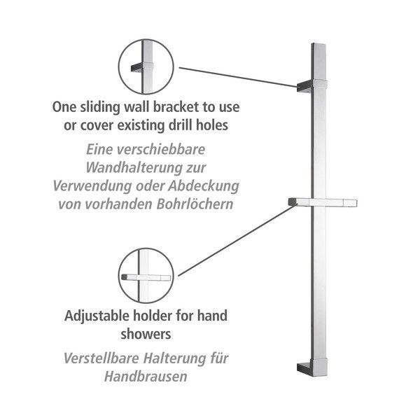 Стенна пръчка за душ от неръждаема стомана в блестящо сребристо 68 см Design - Wenko-image-3