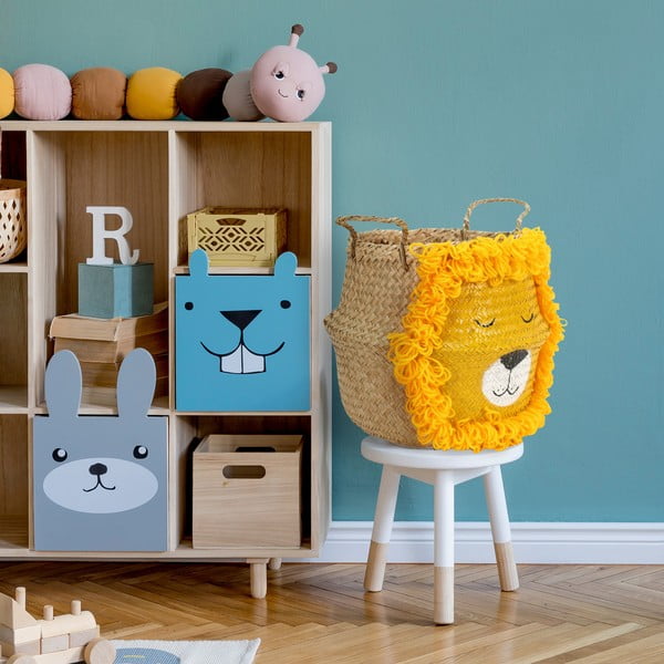 Жълта/естествена детска кошница за играчки от морска трева ø 30x28 cm Lion – Compactor-image-1