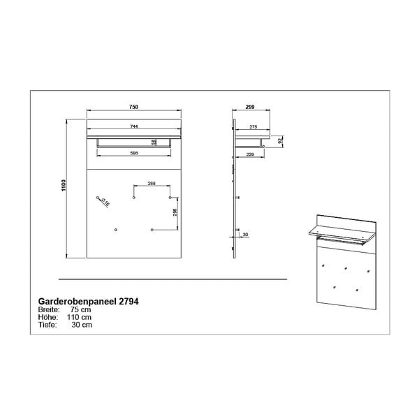 Панел за закачалки в дъбов декор в естествен цвят Fremont - Germania-image-4