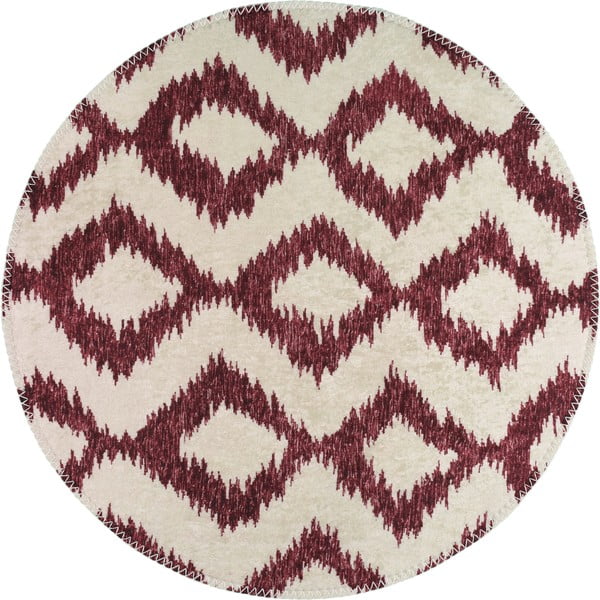 Бордо/бяло кръгъл килим, подходящ за миене ø 100 cm - Vitaus