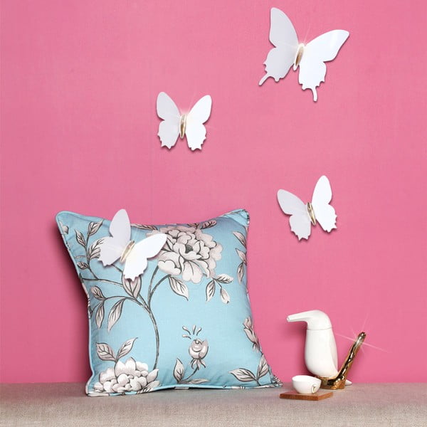 Комплект от 12 бели 3D стикера Диамантени пеперуди - Ambiance