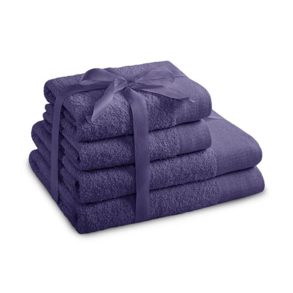 Лилави памучни хавлии и кърпи за баня в комплект от 4 бр. от тери Amari – Restilo