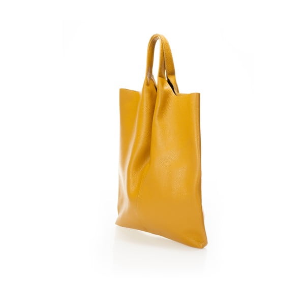Жълта кожена чанта Silvia - Giulia Massari-image-2