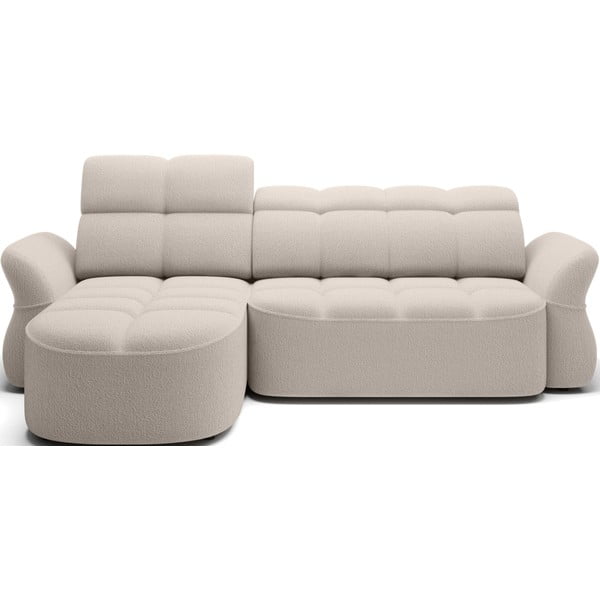 Бежов разтегателен ъглов диван с място за съхранение от букле (ляв ъгъл) Beneth – ELTAP
