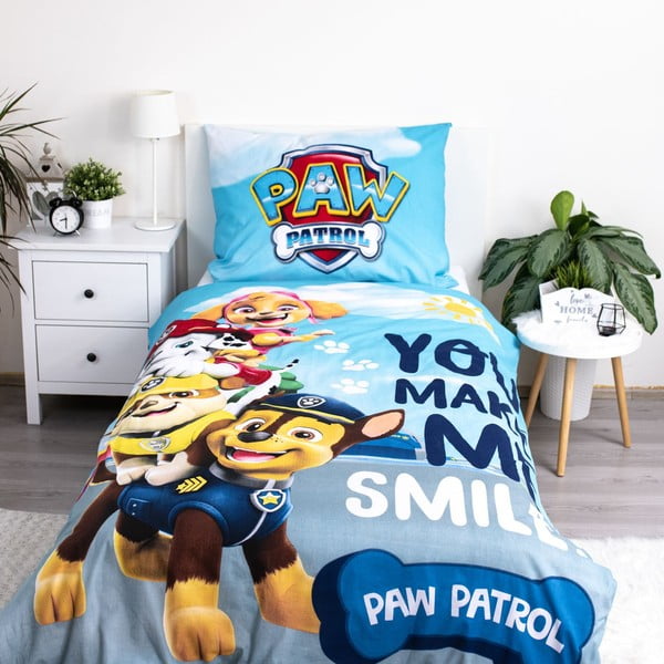 Единично  памучно детско спално бельо със светещ ефект 140x200 cm Paw Patrol – Jerry Fabrics-image-2