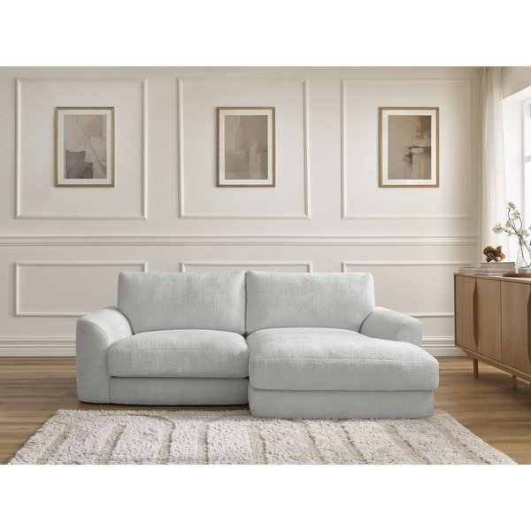 Светлосив шенилов ъглов диван (десен ъгъл) Leonore – Bobochic Paris-image-1