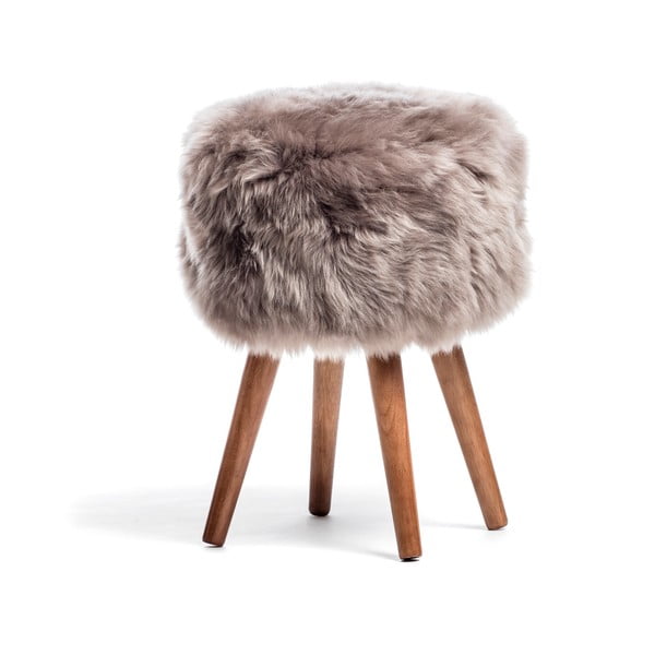 Stolička s hnědým sedákem z ovčí kožešiny Royal Dream, ⌀ 30 cm