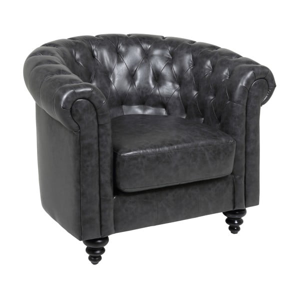 Черно кресло от изкуствена кожа Charlietown - Actona
