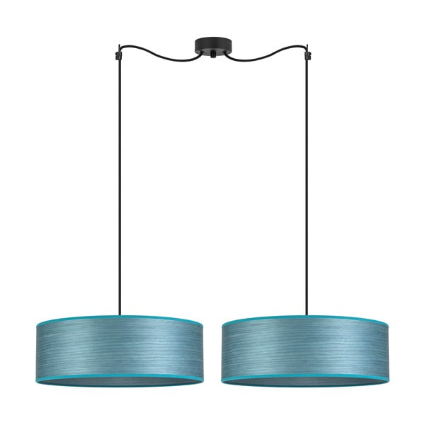 Синя двураменна висяща лампа от естествен фурнир XL, ⌀ 45 cm Ocho - Sotto Luce