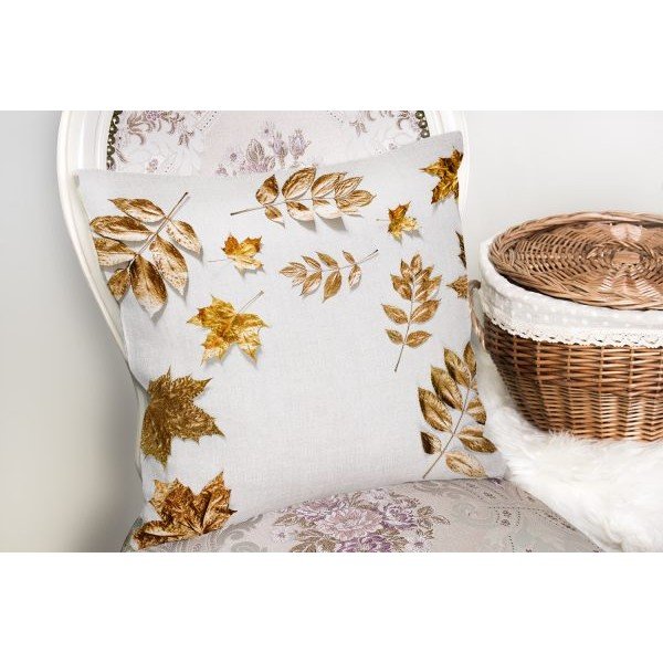 Калъфка за възглавница "Златни листа", 42 x 42 cm - Minimalist Cushion Covers-image-2
