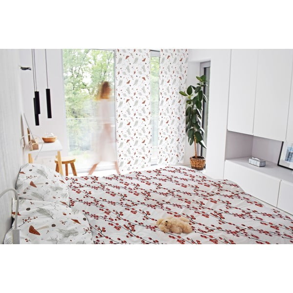 Бяла завеса от памучен сатен 110x250 cm Toadstools – Butter Kings-image-1