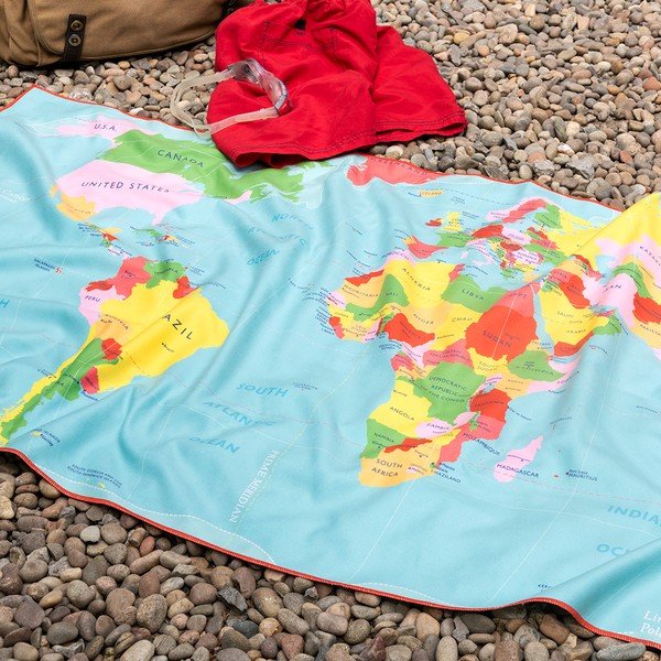 Цветна кърпа от микрофибър, 70 x 150 cm World Map - Rex London-image-1