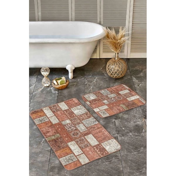 Кафяви кадифени килими за баня в комплект от 2 бр. 60x100 cm – Mila Home-image-4
