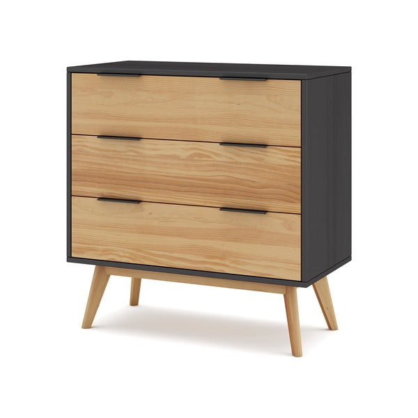 Висок скрин от черен/натурален бор 80x83 cm Lavis - Marckeric-image-2