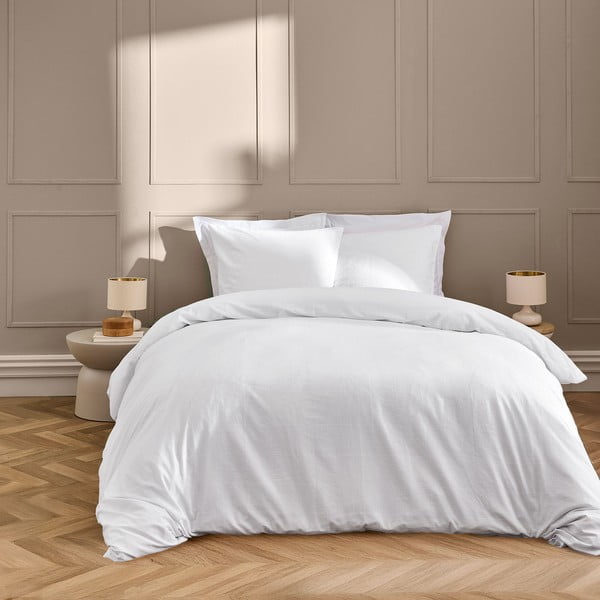 Бяло двойно удължено спално бельо 240x220 cm Linella – douceur d'intérieur