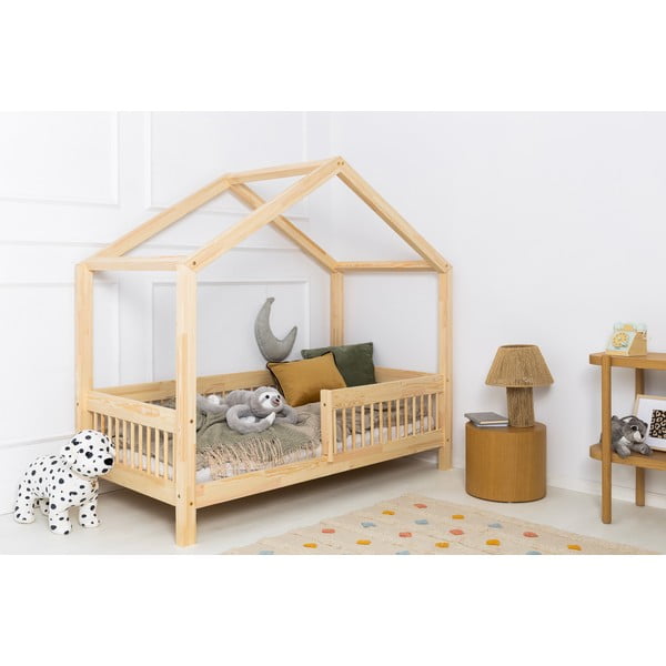 Разтегателно детско легло тип къща от масивен бор с място за съхранение в естествен цвят 140x200 cm Mila RMW – Adeko-image-2